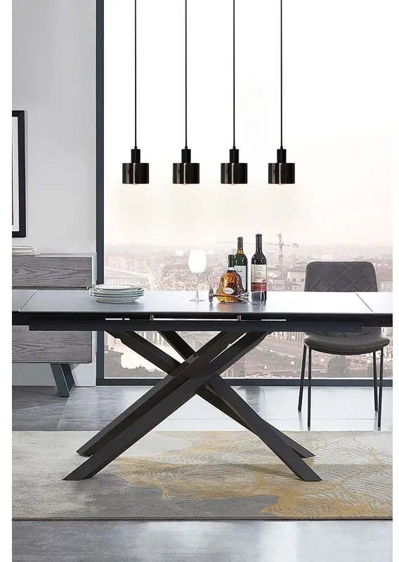 Lampadario Industriale Zelda nero paralume bianco e nero 4x E27 NOVECENTO