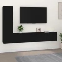 Set Mobili Porta TV 4 pz Nero in Legno Multistrato cod mxl 20053