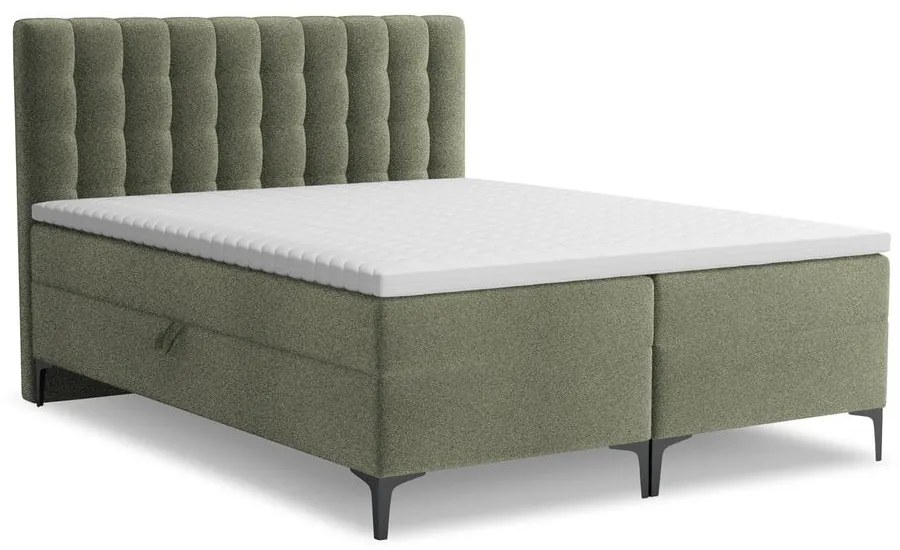 Letto boxspring verde con contenitore 180x200 cm Puhala – Makamii