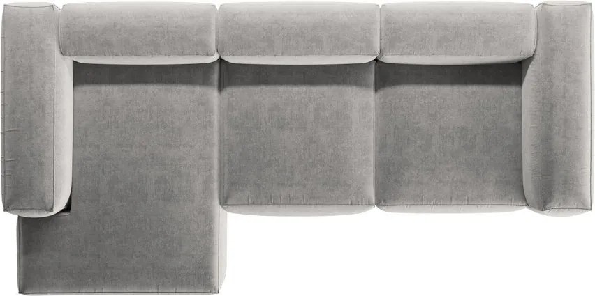 Divano angolare grigio chiaro (con penisola a sinistra/con chaise lounge) Bergamo – Cosmopolitan Design