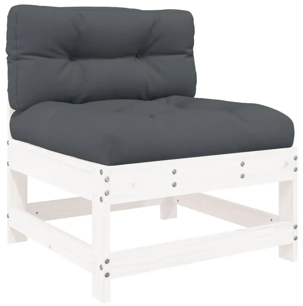 Set divani da giardino 6pz con cuscini in legno massello bianco