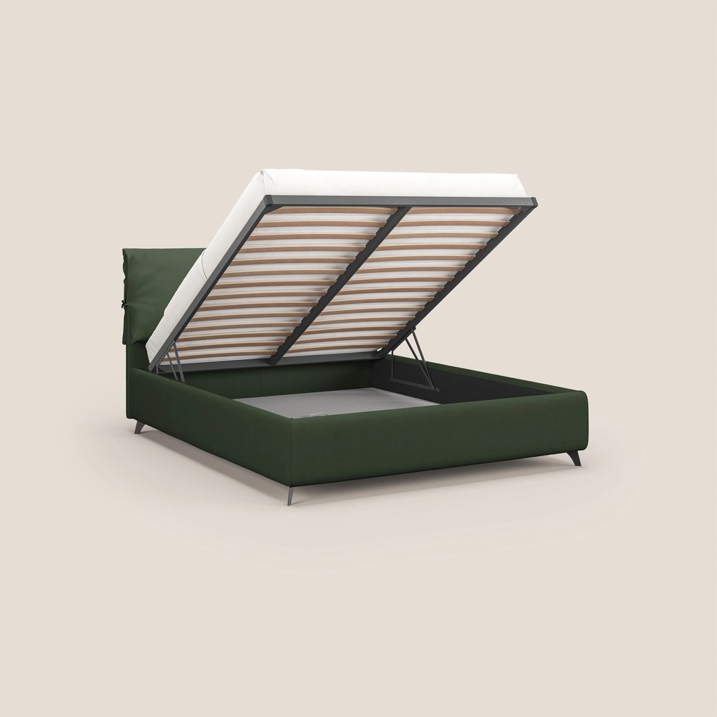 Susan letto imbottito contenitore completamente sfoderabile in microfibra smacchiabile T11 verde