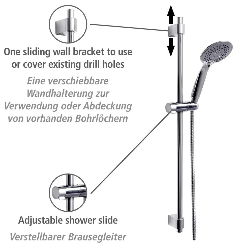 Set doccia in acciaio inox argento lucido 66 cm Young - Wenko