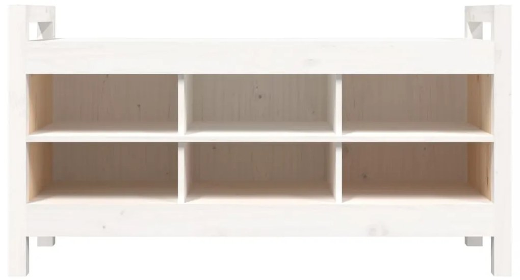 Panca da ingresso bianca 110x40x60 cm in legno massello di pino