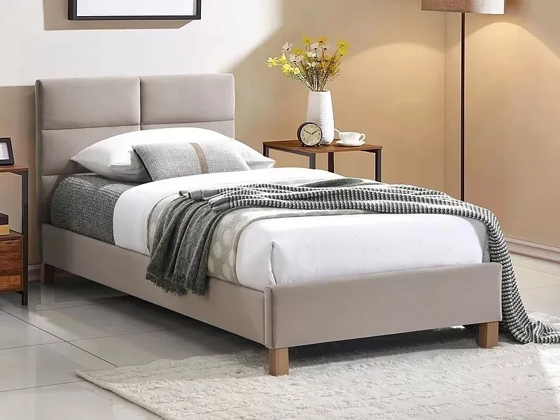 Letto Sierra Velvet in velluto beige – 90x200 cm