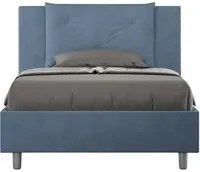 Letto imbottito 1 piazza e mezza 120x200 cm Appia - Contenitore,Microfibra,Blu