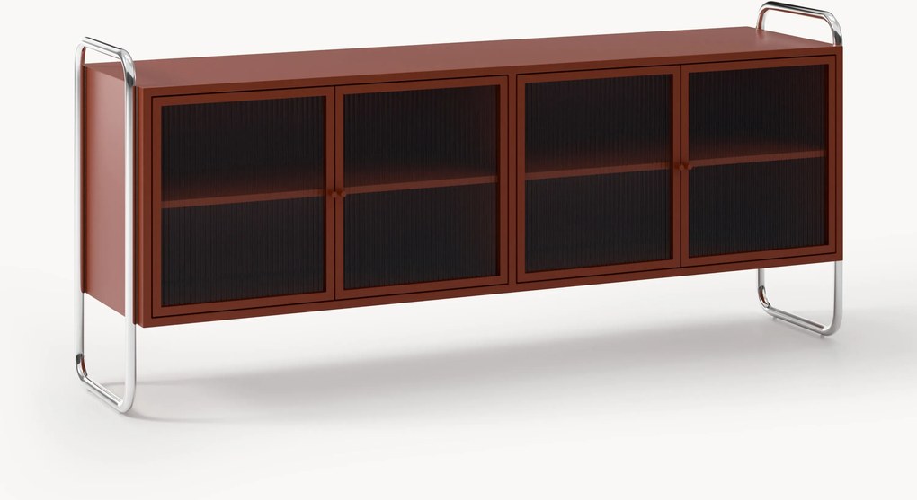 Credenza in metallo con frontale in vetro Robyn