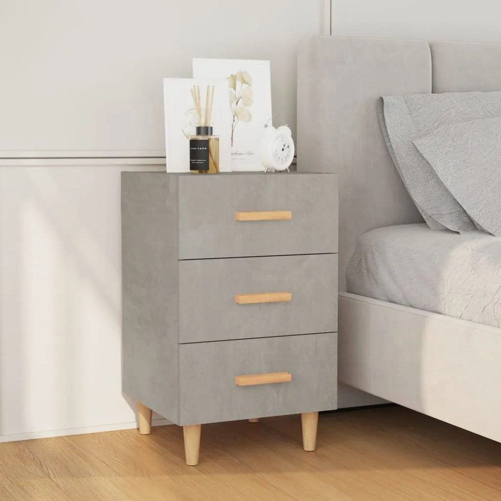 Comodino Grigio Cemento 40x40x66 Cm İn Legno Multistrato /