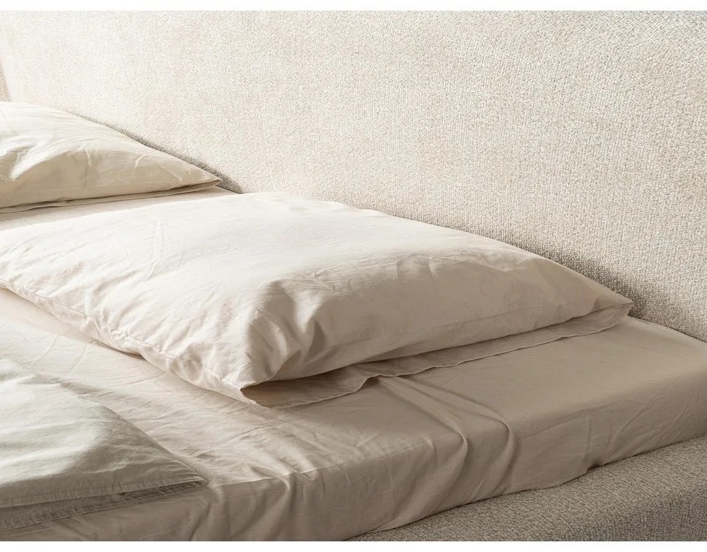 Letto matrimoniale imbottito beige con rete inclusa 160x200 cm Makana – Makamii