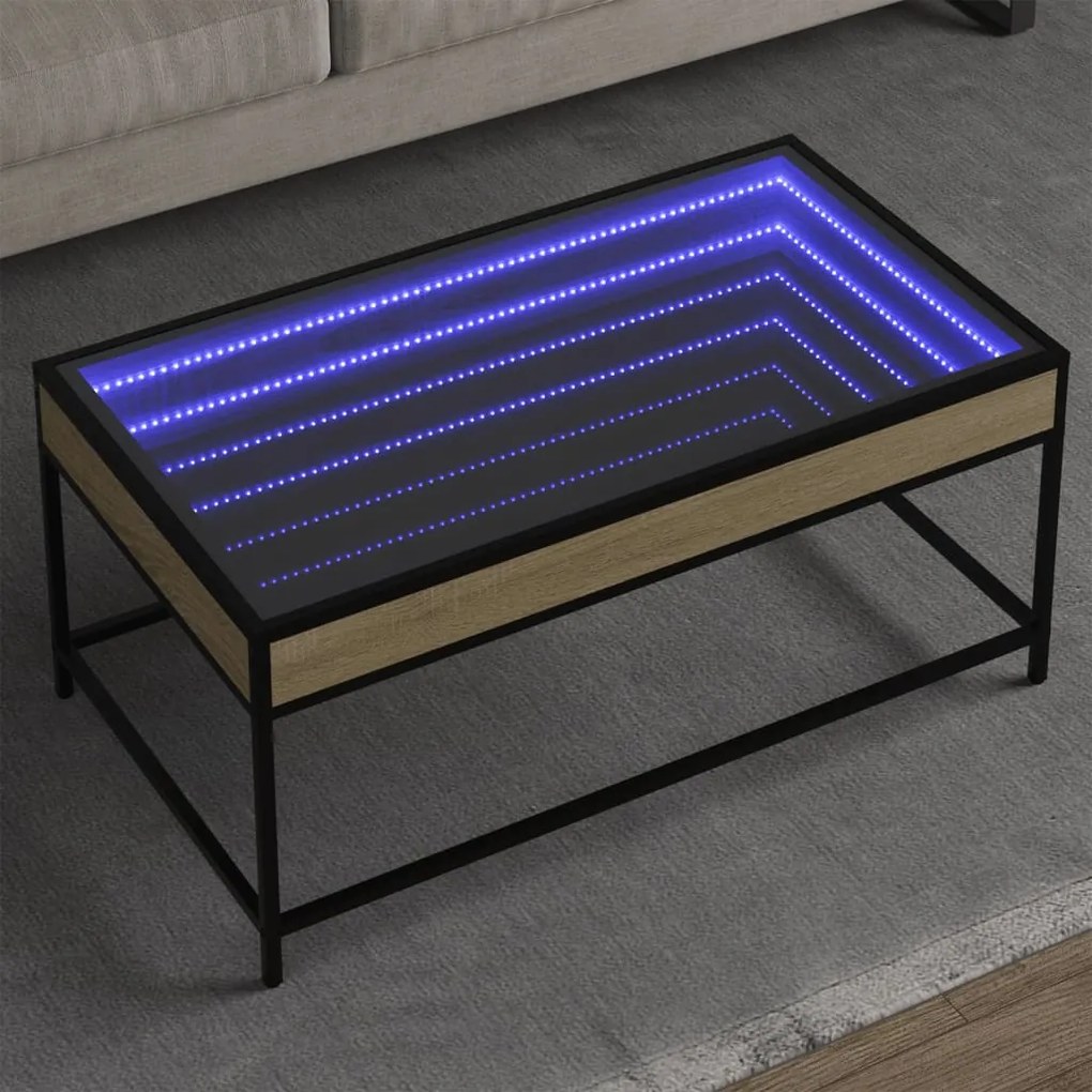 Tavolino Da Salotto Con Led Infinity Rovere Sonoma 90x50x41 Cm /