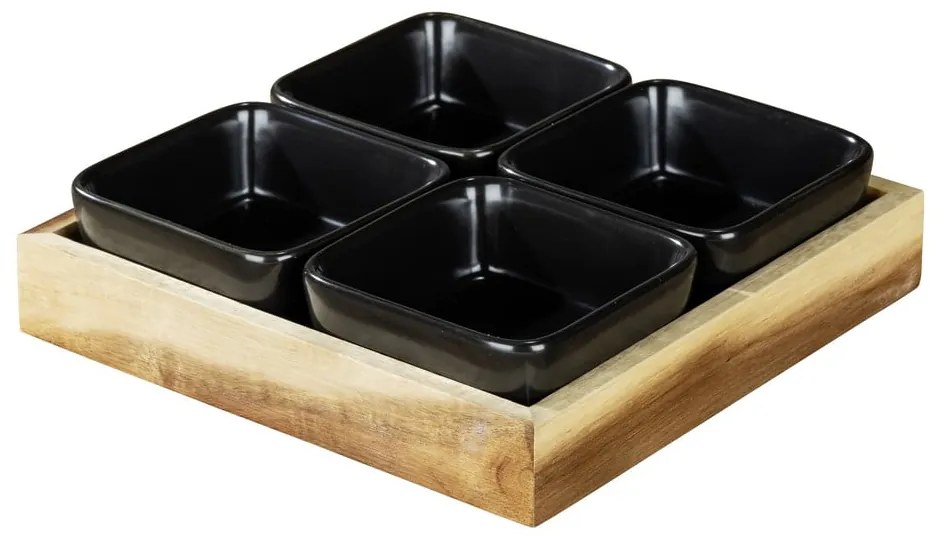 Set di 4 ciotole da portata in ceramica nera con vassoio Elo - Wenko