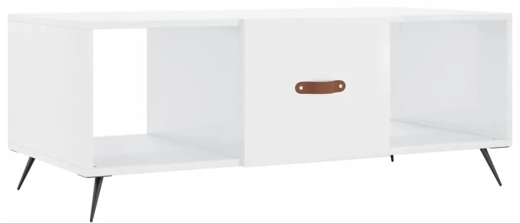 Tavolino da salotto bianco lucido 102x50x40cm legno multistrato