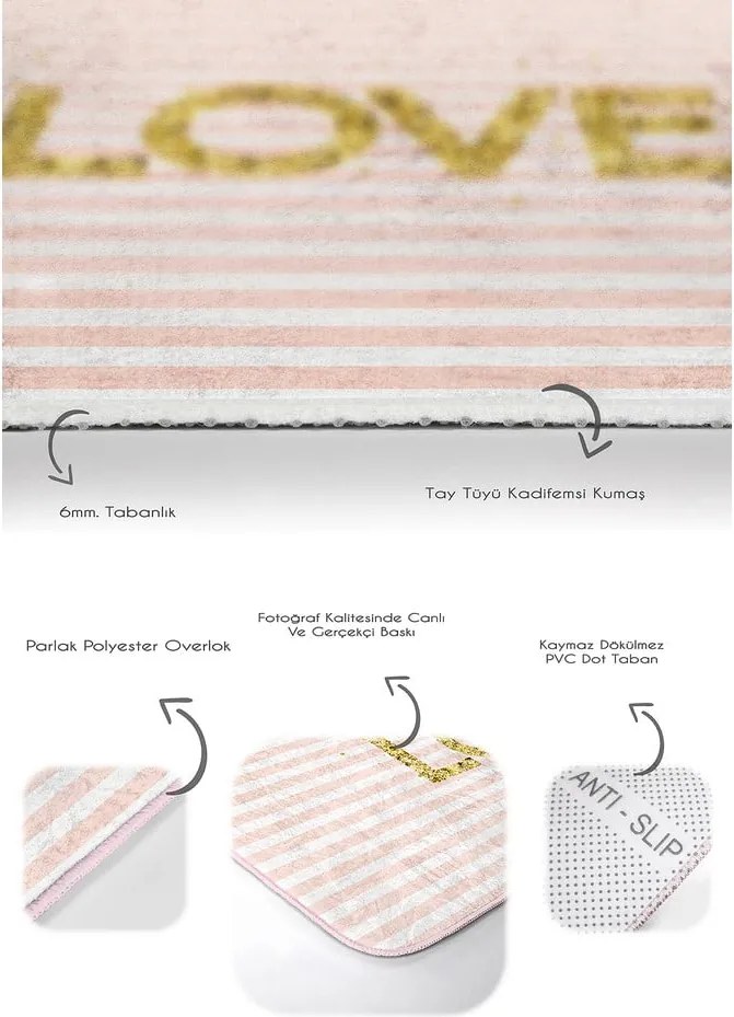 Set di tappetini per il bagno in velluto rosa 2 pz 60x100 cm Love – Mila Home