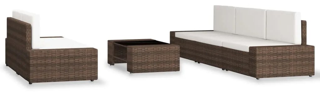 Set divani da giardino 6 pz in polyrattan marrone