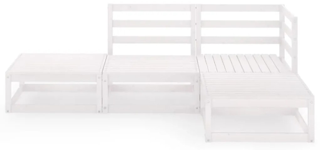 Set Divani da Giardino 4 pz Bianco in Legno Massello di Pino