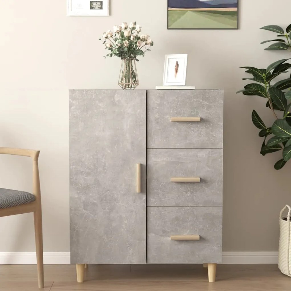 Credenza grigio cemento 69,5x34x90 cm in legno multistrato