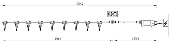Eglo 98184 - Catena decorativa da esterno LED SPINETOLI 9xLED 10m IP65 bianco caldo