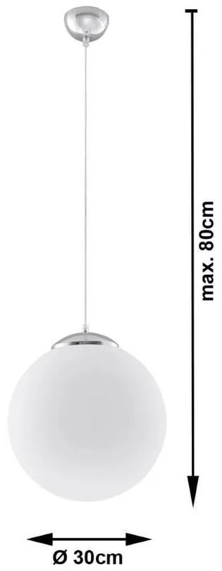 Lampada a Sospensione in Acciaio e Vetro UGO 30 E27 Ø30 Cromo