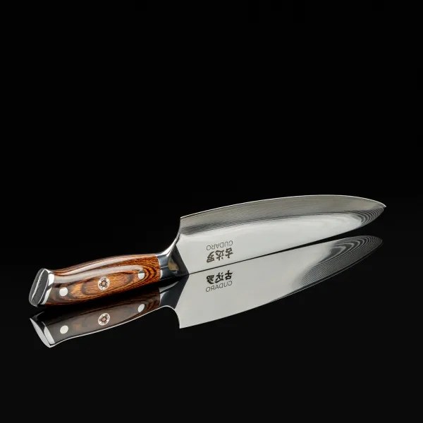 Gudaro - Coltello da chef in acciaio damasco FENG 8", 67 strati d'acciaio, lunghezza 20 cm