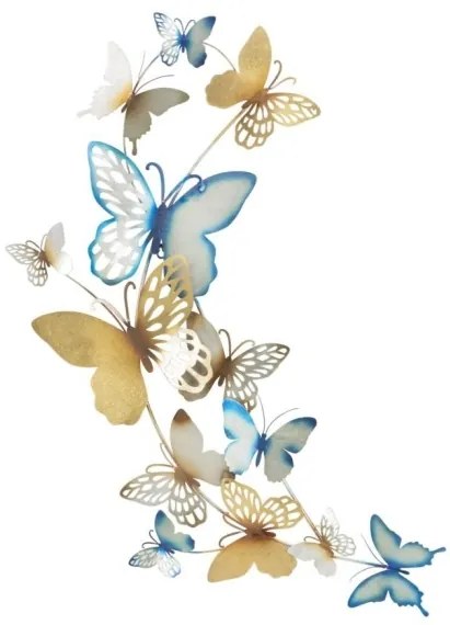 Pannello decorativo da muro con design a farfalle 59,5X4X111,5 cm Butterflies oro/celeste