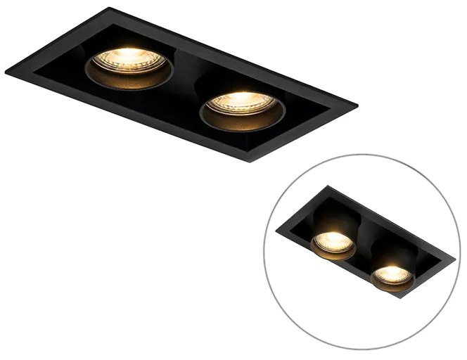 Set di 6 Faretto da incasso moderno nero orientabile 2 luci - ROOF