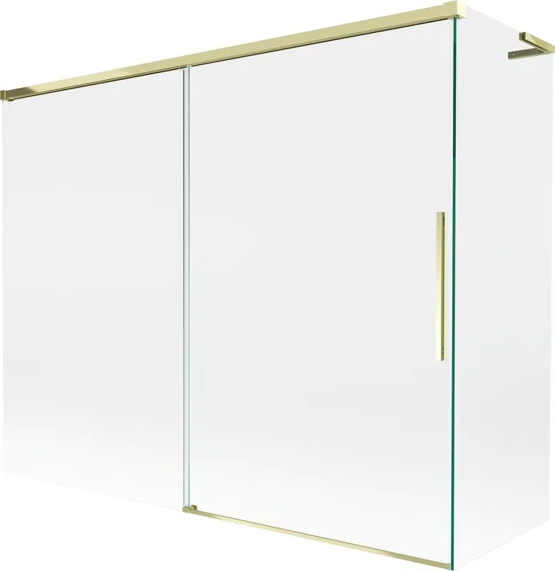 Mexen Rox L paratia per vasca da bagno a 2 ante scorrevoli 190 + 80 x 150 cm, trasparente, dorato - 8C9L-190-080-50-00