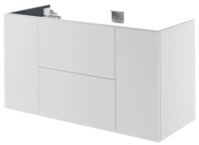 Mobile bagno con lavabo e colonna L 105 x H 32 x P 48 cm bianco e maniglia bronzo spazzolato, 2 ante 3 cassetti per vasca centrale Neo