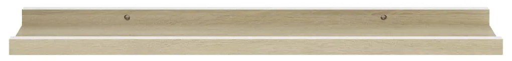 Mensole da parete 2 pz bianco e rovere sonoma 60x9x3 cm