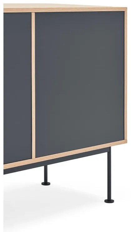 Cassettiera grigio antracite con impiallacciatura in rovere , larghezza 180 cm Yoko - Teulat