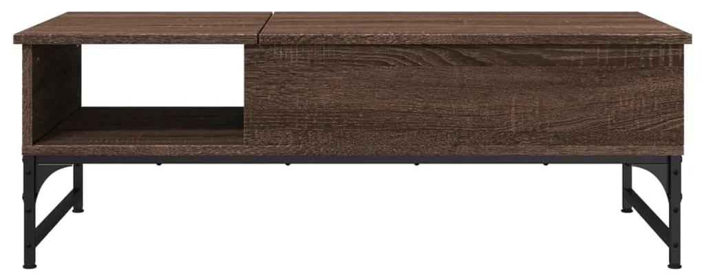 Tavolino salotto rovere marrone 100x50x35cm multistrato metallo