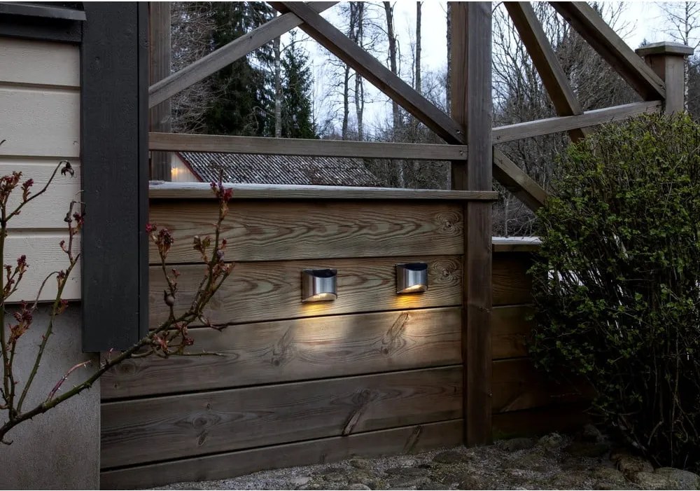 Set di 2 luci LED solari a parete in acciaio inox, altezza 8 cm Wally - Star Trading