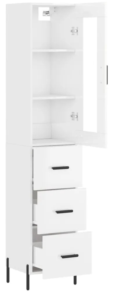 Credenza 34,5x34x180 cm in legno multistrato bianco lucido