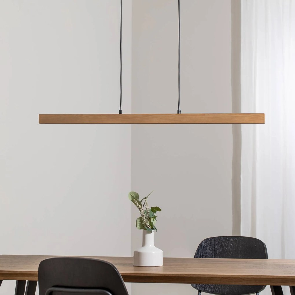 TK Lighting Lampada LED a sospensione Teo, pino, lunghezza 96 cm, legno, travi