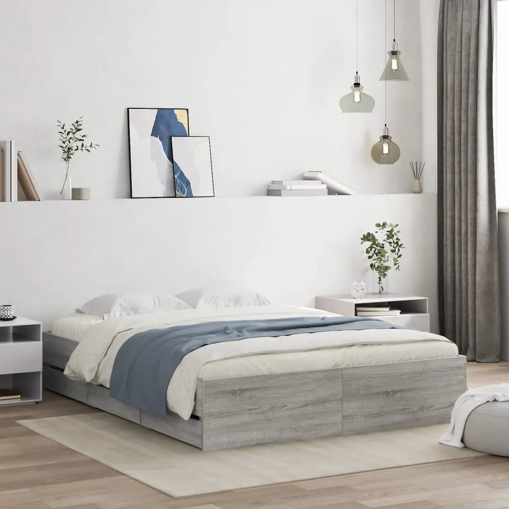 Giroletto cassetti grigio sonoma 140x200 cm legno multistrato