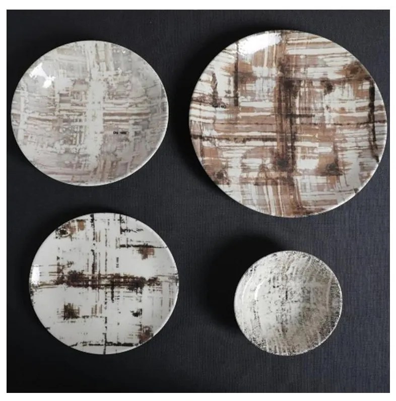 Servizio da tavola 24 pezzi marrone/bianco/porcellana