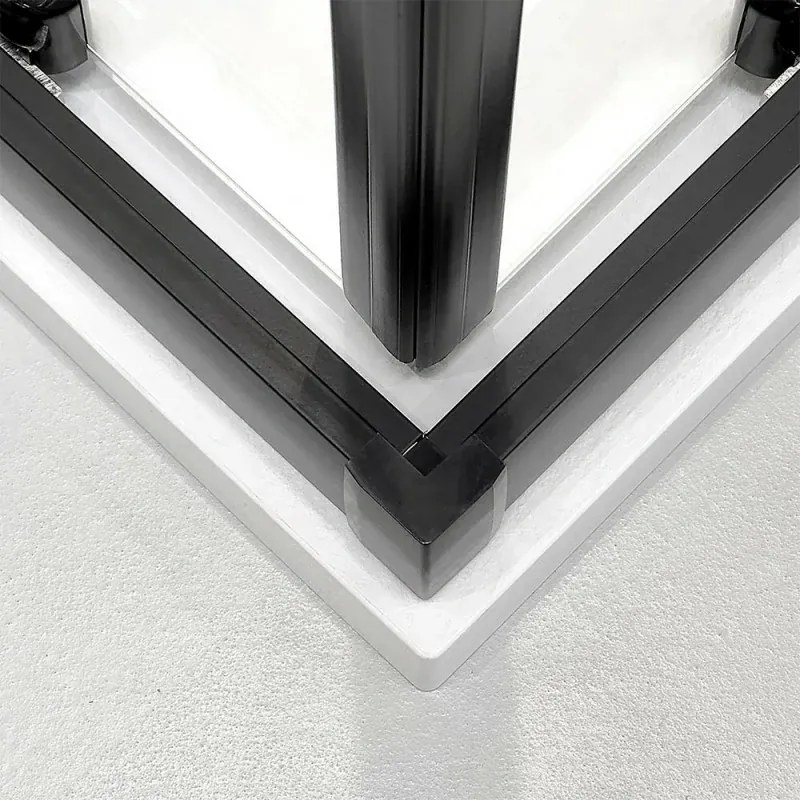 Box doccia angolare 80x120 cm nero opaco con doppio scorrevole Tay