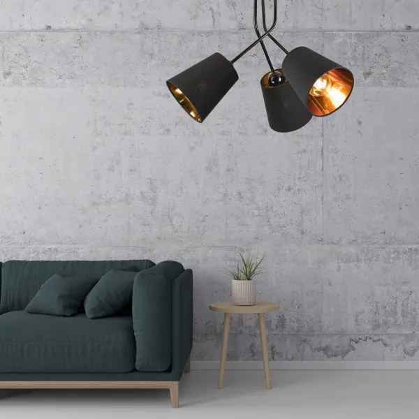 Lampadario a sospensione con supporto rigido IRMA 3xE27/15W/230V nero