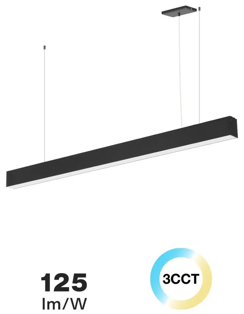 Lampada Lineare LED a Sospensione 42W 120cm Nera con driver Philips