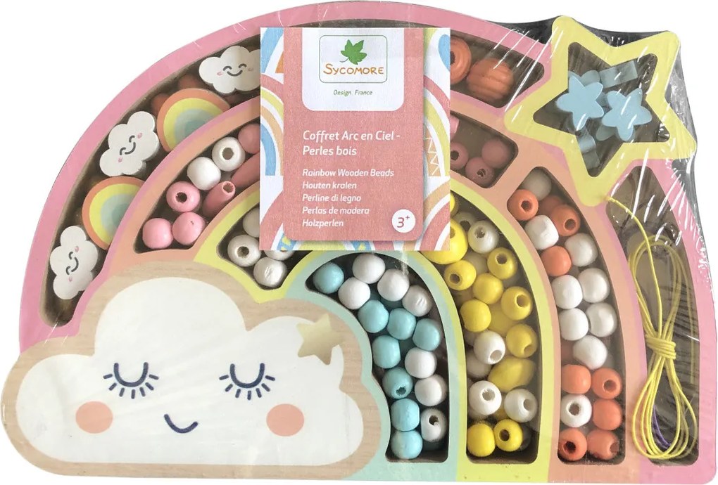 Perline di legno colori pastello – Arcobaleno, 180 pezzi