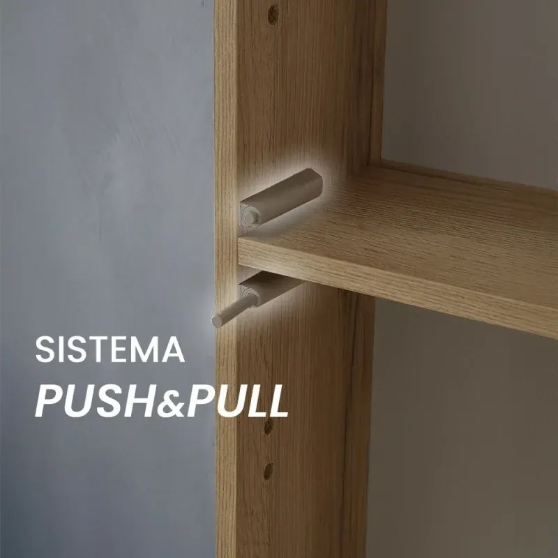 Colonna bagno sospesa H160 cm in legno color quercia naturale con ripiani Leda