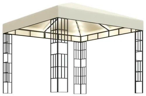 Gazebo con Stringa di Luci LED 3x3 m Crema