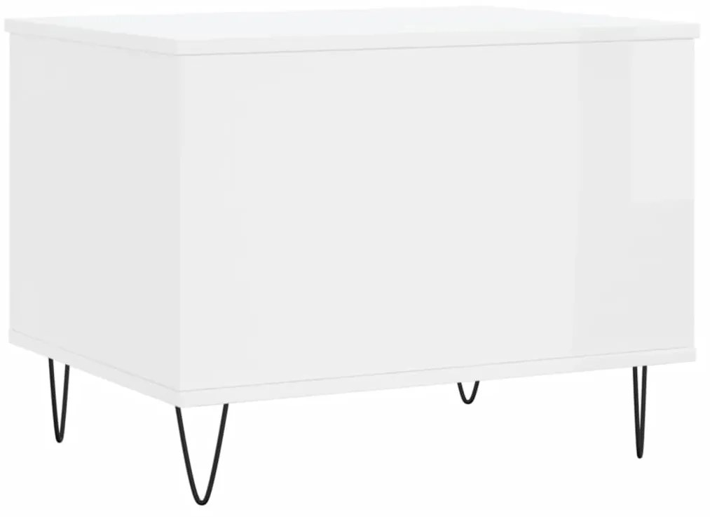 Tavolino Salotto Bianco Lucido 60x44,5x45 cm Legno Multistrato