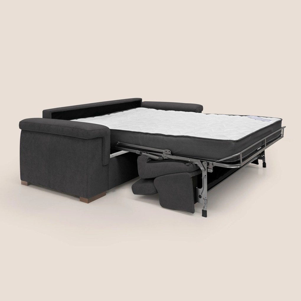 Giunone divano letto con materasso alto 18 cm e poggiatesta reclinabili in tessuto impermeabile T02 nero