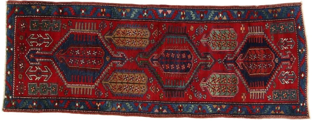 Kazak Tappeto 100x280 Blu (Russia) Annodato A Mano