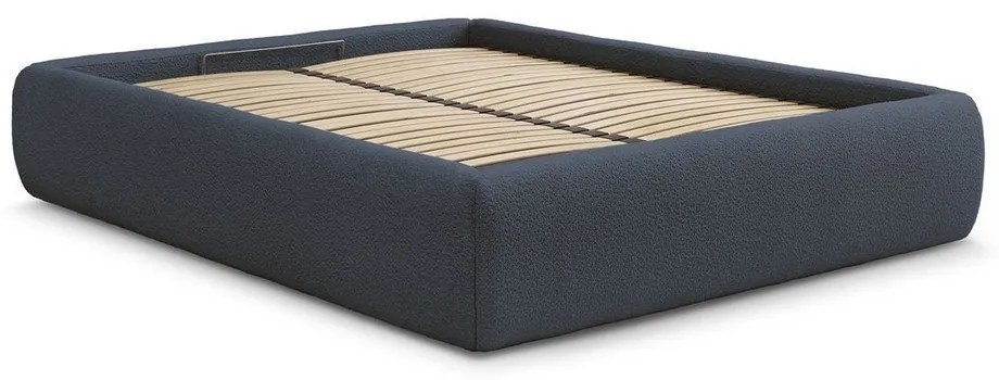 Letto matrimoniale imbottito blu scuro con contenitore/senza testiera con rete inclusa 180x200 cm Inera – Bobochic Paris