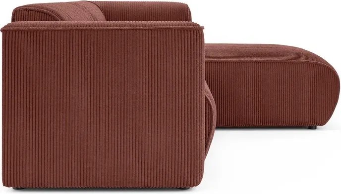 Divano angolare color terracotta (con penisola a destra/con chaise lounge) con rivestimento in velluto a coste Merid – Ropez