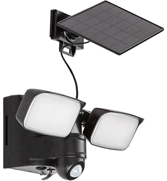 Rabalux 77091 - Lampada solare da parete LESZNO 2xLED/5W/3,7V IP54 nera