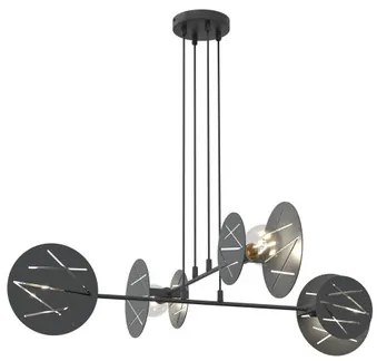 Lampadario a sospensione in acciaio XOTIC 4 nero 4xE27