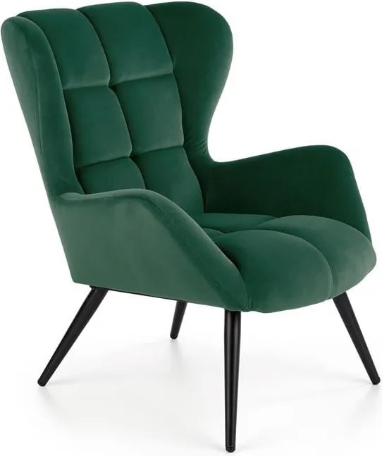 Poltrona Tyrion in velluto verde - H91 cm