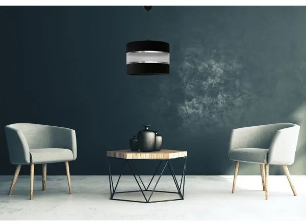 Lampadario a sospensione con filo HELEN 1xE27/15W/230V diametro 35 cm nero/argento